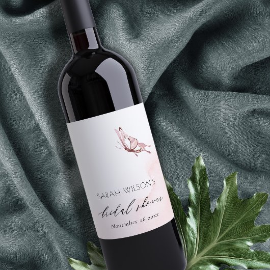 かわいい ほっこり 水彩蝶 ブライダルシャワー ワインラベル