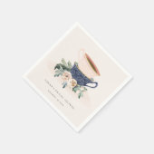 かわいい ほっぺ ブルー カップ フローラ ブライダル シャワー ティーパーティー スタンダードカクテルナプキン (角)