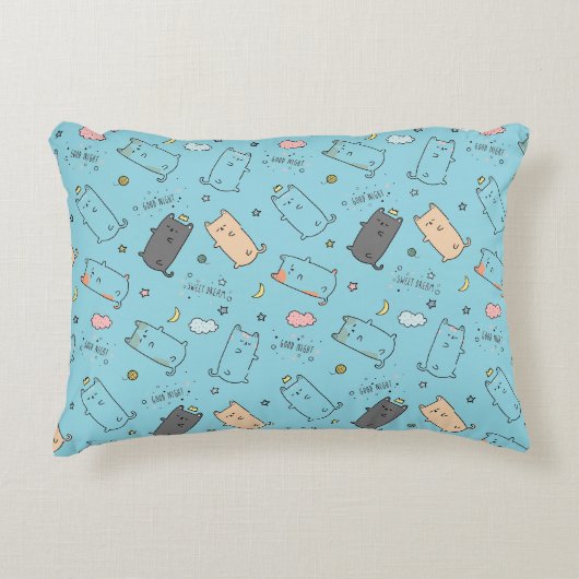 かわいい&ほのぼの眠り猫の夢のパターン アクセントクッション (正面)