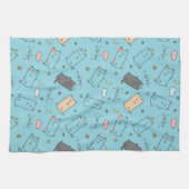 かわいい&ほのぼの眠り猫の夢のパターン キッチンタオル (横)