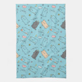 かわいい&ほのぼの眠り猫の夢のパターン キッチンタオル (縦)