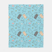 かわいい&ほのぼの眠り猫の夢のパターン フリースブランケット (正面)
