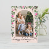 かわいい ほんのりピンクのグリーン ボタンカル アーチ 1枚の写真 シーズンカード (スタンド正面)