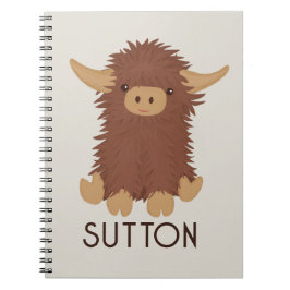 かわいい、もふもふのハイランド牛のカスタムデザイン ノートブック