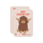 かわいい、もふもふのハイランド牛の教室バレンタイン ノートカード (正面/裏面インサイチュ)