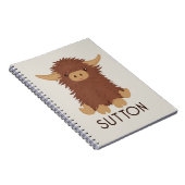 かわいい、もふもふのハイランド牛カスタムデザイン ノートブック (右側)