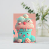 かわいい アイスクリーム カップ   ポストカード (スタンド正面)