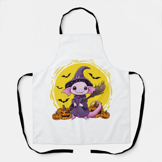 かわいい アショロトル 魔女 ハロウィン エプロン (正面)