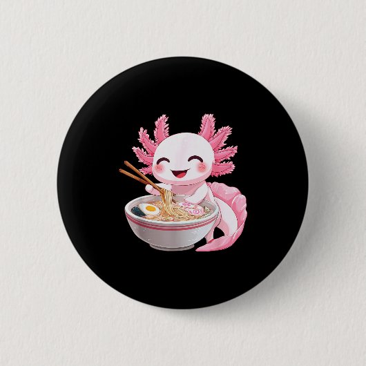 かわいい アニメ アホロートル ラーメン 缶バッジ (正面)