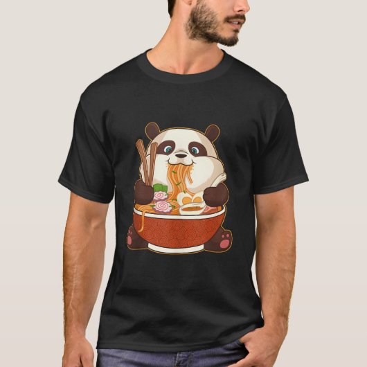 かわいい アニメ パンダ オタク ラーメン Tシャツ (正面)