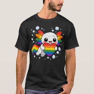 かわいい アホロートル 虹 ハート LGBT ゲイ プライド LGBTQ Tシャツ