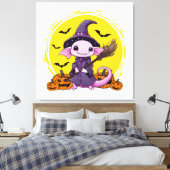 かわいい アホロートル 魔女 ハロウィン キャンバスプリント (インサイチュ (寝室))