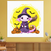 かわいい アホロートル 魔女 ハロウィン キャンバスプリント (インサイチュ (リビング))