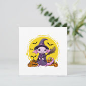かわいい アホロートル 魔女 ハロウィン 招待状 (スタンド正面)