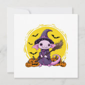 かわいい アホロートル 魔女 ハロウィン 招待状 (裏面)