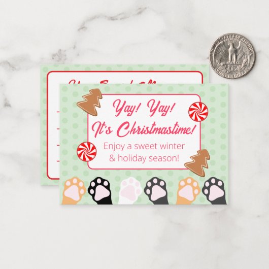 かわいい!イエーイ!クリスマスだよ!ねこ ノートカード (正面/裏面インサイチュ)