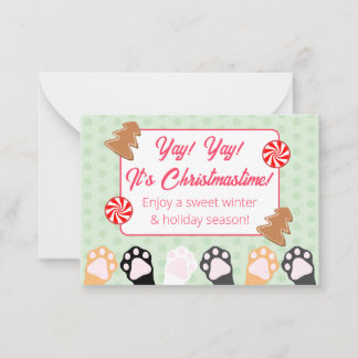 かわいい!イエーイ!クリスマスだよ 猫 ノートカード