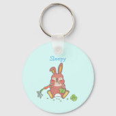 かわいい　イースター　はらぺこ　眠たい　うさぎ　ベビーブルー キーホルダー (裏面)