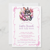 かわいい イースター ウサギの卵 ピンク イースター ブランチ 招待状 (正面)