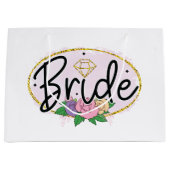 かわいい ウェディング シャワー 花嫁 ラージペーパーバッグ (正面)