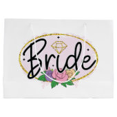 かわいい ウェディング シャワー 花嫁 ラージペーパーバッグ (裏面)