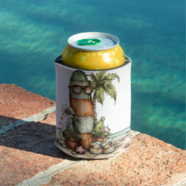 かわいい エキセントリックな 夏のトロピカル ビーチ シーン 缶クーラー