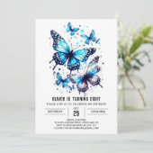 かわいい エレガントな蝶の男の子の誕生日 招待状 (スタンド正面)