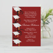 かわいい エレガントな マルーンの卒業発表 招待状 (スタンド正面)