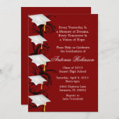 かわいい エレガントな マルーンの卒業発表 招待状 (正面/裏面)