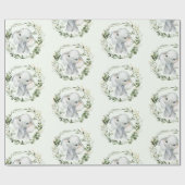 かわいい&エレガント緑の金ゴールド葉ベビーゾウ ラッピングペーパー (フラット)