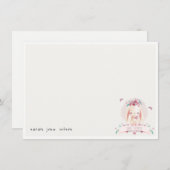 かわいい エレガント ピンク フラワー ウサギ & 鳥 ベビーシャワー ノートカード (正面/裏面)