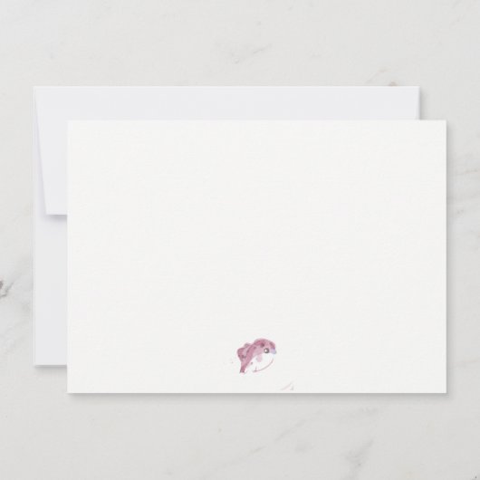 かわいい エレガント ピンク フラワー ウサギ & 鳥 ベビーシャワー ノートカード (裏面)