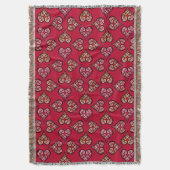 かわいい & エレガント ボヘミアンハート 赤 ヴィンテージパターン スローブランケット (正面縦)