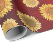 かわいい エレガント ボヘミア フラームハウス ウッド ラスティック ヒマワリ ラッピングペーパー (ロールコーナー)