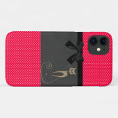 かわいい エレガント 赤い 水玉 黒い リボン 猫 Case-Mate iPhoneケース (裏面(横))