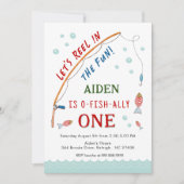 かわいい オフィシャル ワン フィッシング 1歳の誕生日 招待状 (正面)
