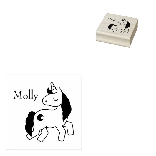 かわいい オリジナル ネーム ユニコーン カスタムイニシャル ラバースタンプ (押印)