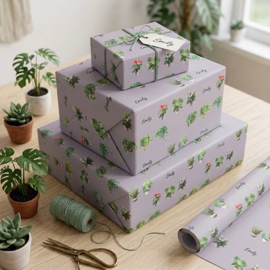 かわいい オリジナル 名前 植物好き ラッピングペーパー