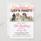 かわいい オリジナル 子犬の誕生日パーティー 招待状 (正面)
