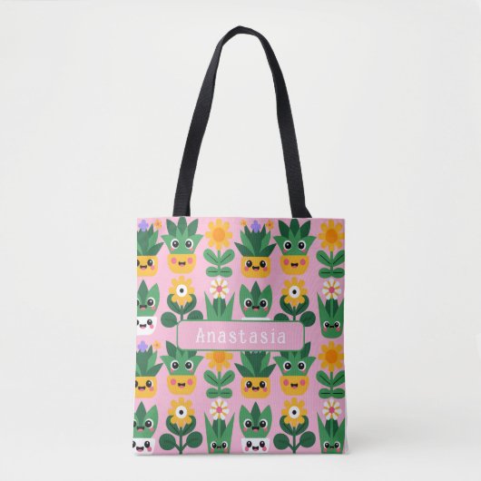 かわいい オリジナル 鉢植え プリント トートバッグ (正面)