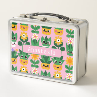 かわいい オリジナル 鉢植え 植物 プリント メタルランチボックス