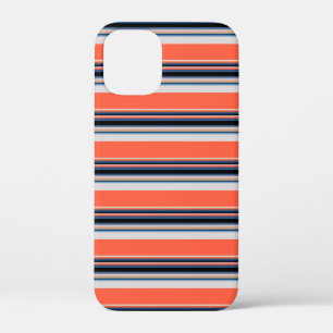 かわいい オレンジ ブルー ストライプ iPhone 12 MINI ケース