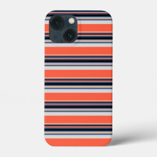 かわいい オレンジ ブルー ストライプ iPhone 13 MINIケース