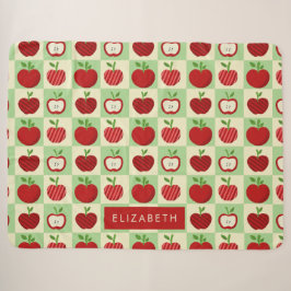 かわいい オーダーメイド りんご柄 チェック あったか 先生 シェルパブランケット