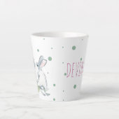 かわいい オーダーメイド ウサギ 水彩 グリーン カフェラテマグ (正面)
