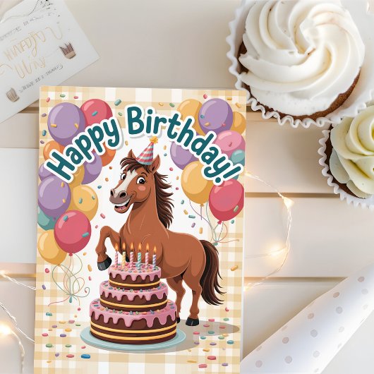 かわいい オーダーメイド カートゥーン 馬 誕生日 カード