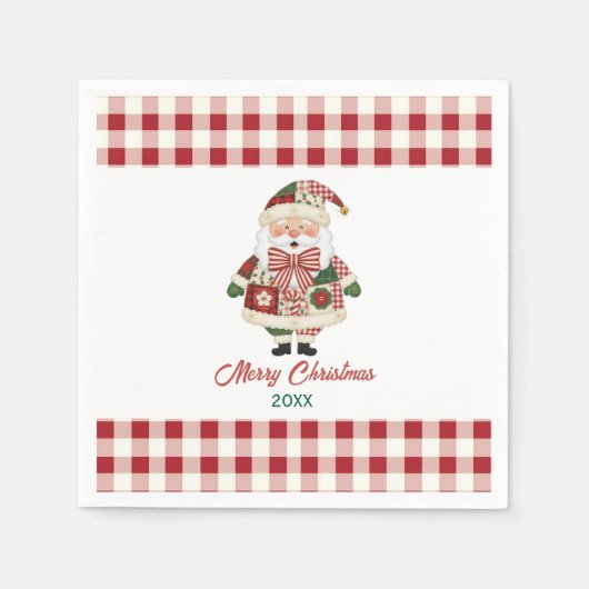 かわいい オーダーメイド サンタ クリスマス ホリデー スタンダードカクテルナプキン (正面)