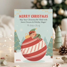 かわいい オーダーメイド メリークリスマス エルフ ノン フォト カード
