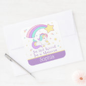 かわいい オーダーメイド ユニコーン レインボー スクエアシール (封筒)