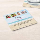 かわいい オーダーメイド 家族の写真 スクエアペーパーコースター (アングル)